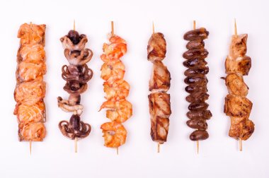 Set of different meat skewers clipart