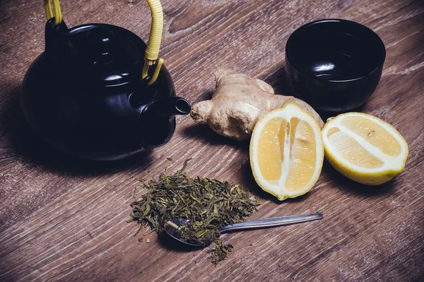 Tè verde con limone e zenzero — Foto Stock