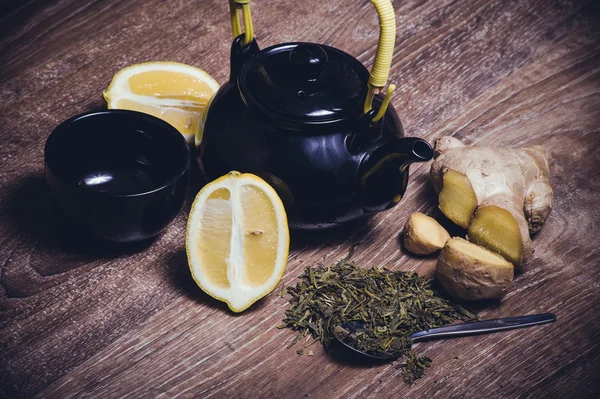 Tè verde con limone e zenzero — Foto Stock