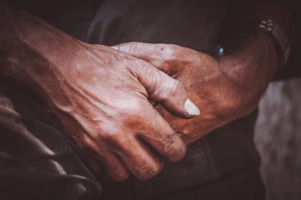 Durty hand of miner worker — Stock Photo, Image