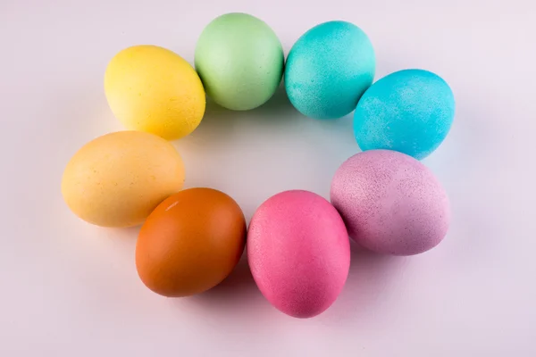Pastel Easter Eggs Circle Isolated On White — Stock Photo, Image