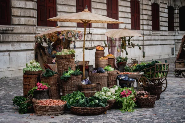 Fresh vegetables displayed for sale on a old market — ストック写真