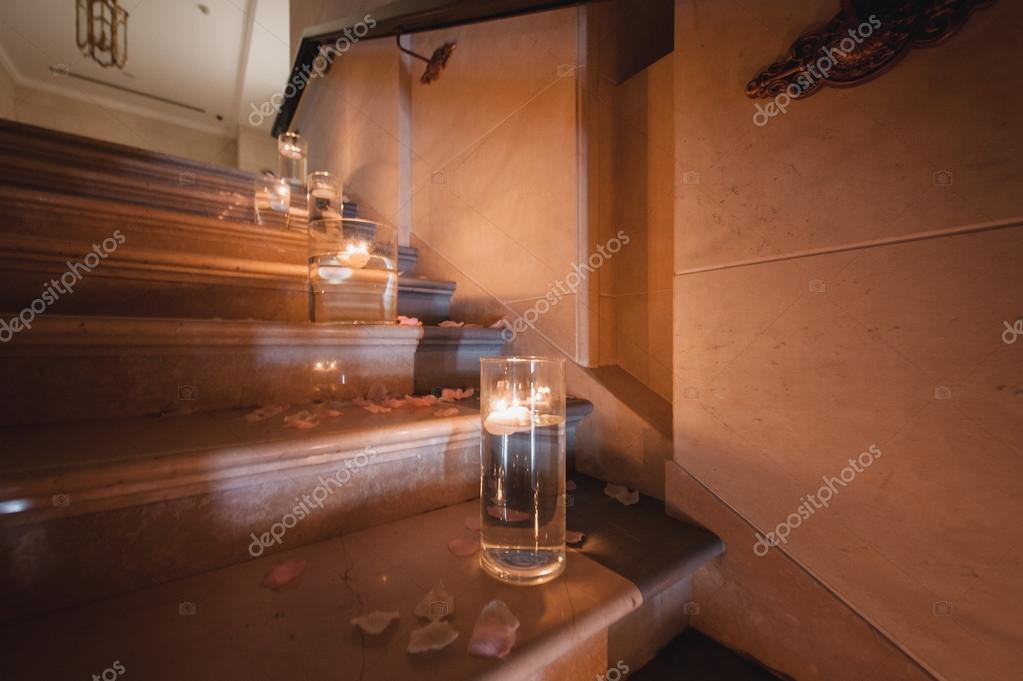Candle decoration on the stair — Stock Photo © Fesenko 82836430