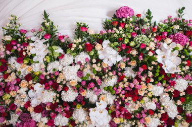 Taze renkli güller ve orkide