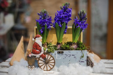 Noel Baba Bisiklet oyuncak kompozisyon üzerinde