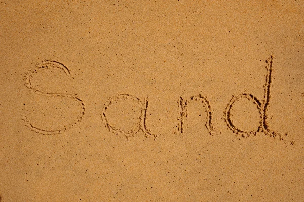 砂に書かれたマイアミに署名します。 — ストック写真