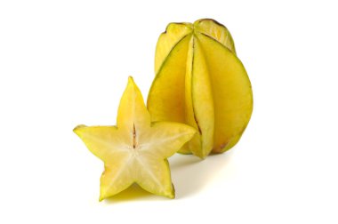 Carambola Star beyaz arka plan üzerinde izole meyve sarı