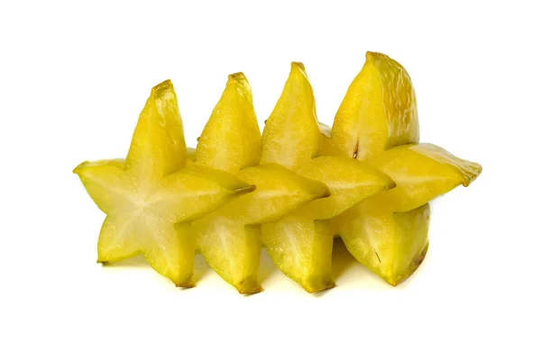 Averrhoa carambola starfruit served, composition isolated over white background — Stock Photo, Image