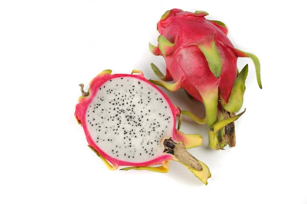 Pitaya veya Dragon beyaz arka planı izole meyve — Stok fotoğraf