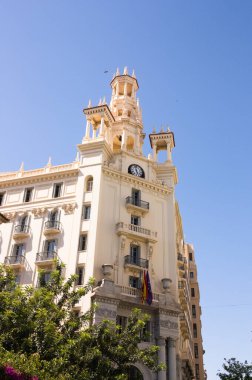 Facade of the building in the center of the city of Valencia known as the Casa del Chavo, work of the architect Enrique Viedma Vidal in 1928