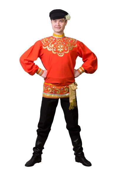 Attractive caucasian guy wearing a russian folk costume — Stock Photo, Image