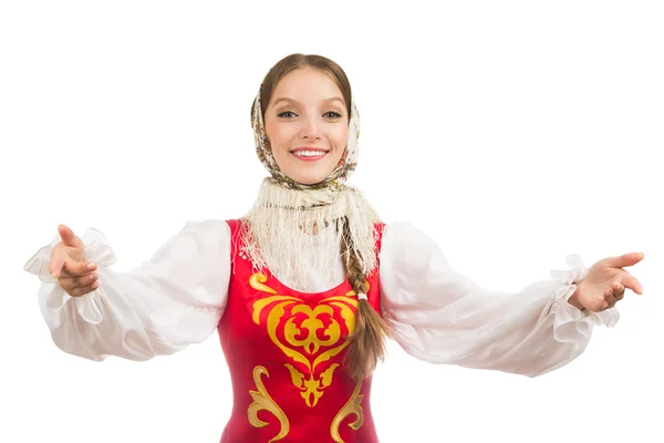 Schöne lächelnde russische Mädchen in Tracht — Stockfoto