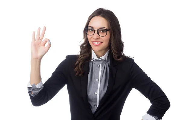 Heureuses femmes d'affaires isolées sur blanc — Photo