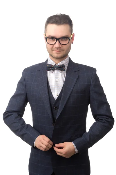 Porträt eines jungen erfolgreichen Geschäftsmannes isoliert auf Weiß — Stockfoto