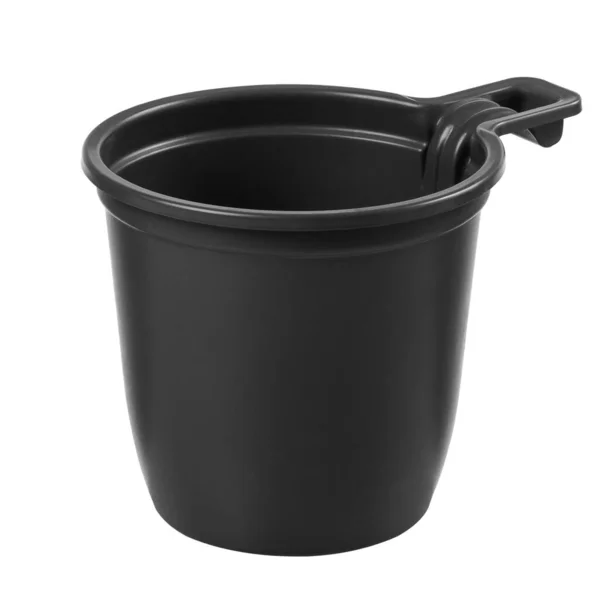 Tazza Plastica Nera Isolata Sfondo Bianco — Foto Stock