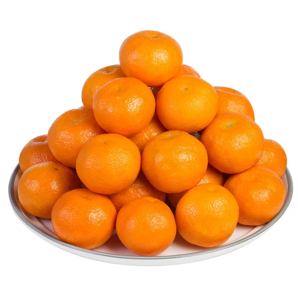 Tangerinas Uma Placa Isolada Fundo Branco — Fotografia de Stock