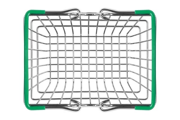 Empty Metal Shopping Basket Isolated White Background Top View — Stock Photo, Image