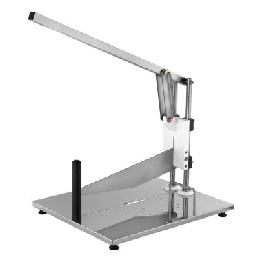 Beyaz arkaplanda paslanmaz peynir dilimleyicisi