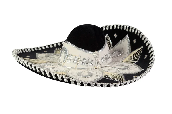 Sombrero mexicano negro aislado en blanco — Foto de Stock