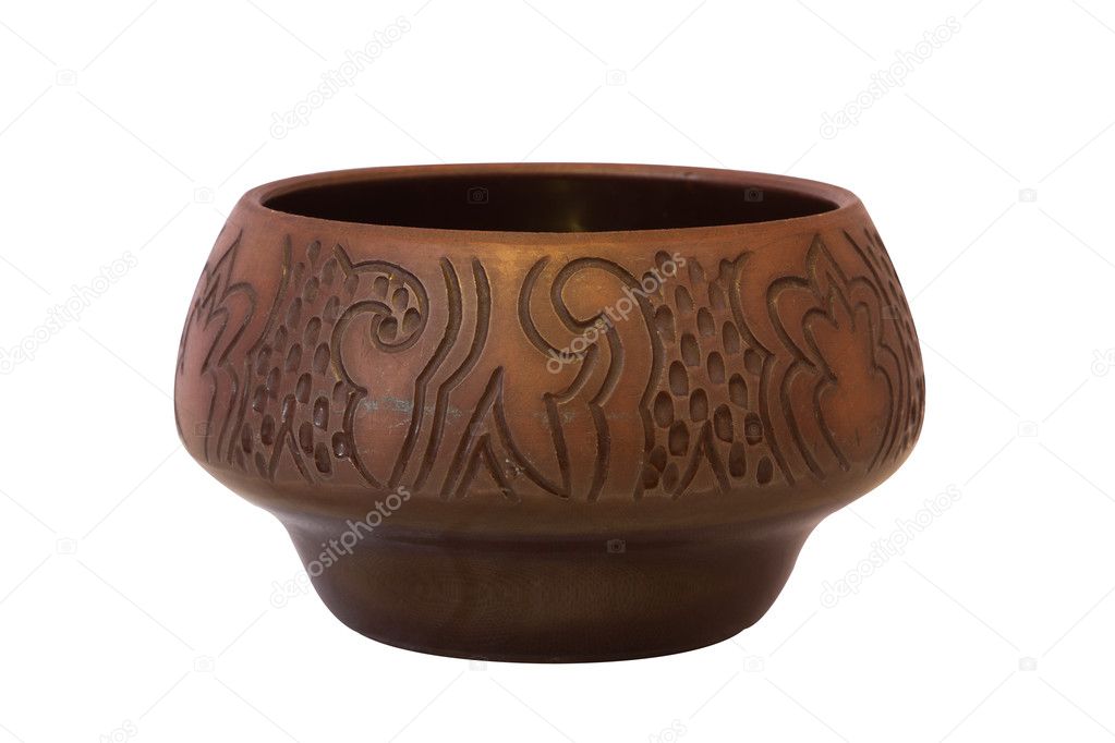 Ceramic pot isolated on white background