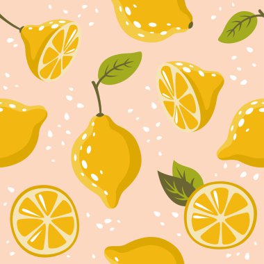 Pembe üzerinde limon desenle