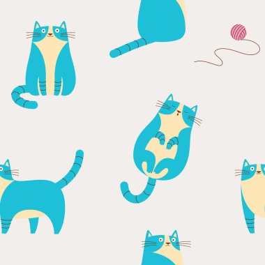 Mavi komik kediler ile Seamless Modeli