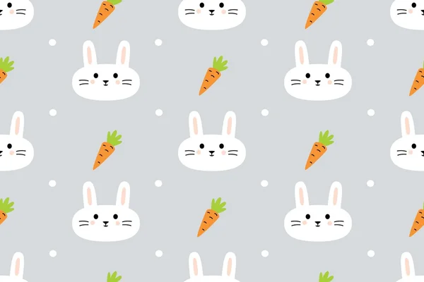 Patrón sin costuras con conejos lindos y zanahorias . Ilustración de stock