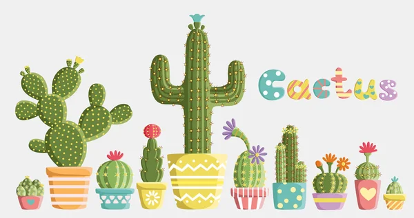 Uppsättning kaktusar — Stock vektor