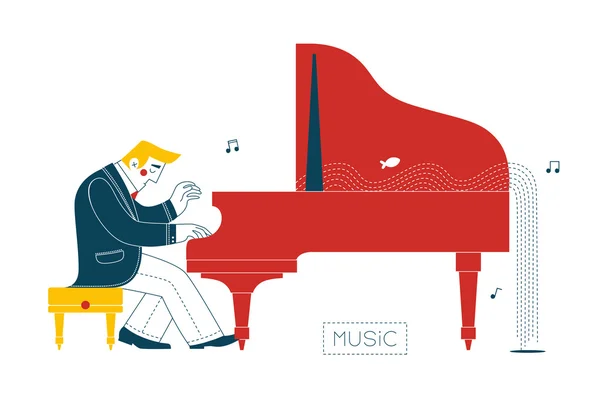 Pianista al piano — Vector de stock