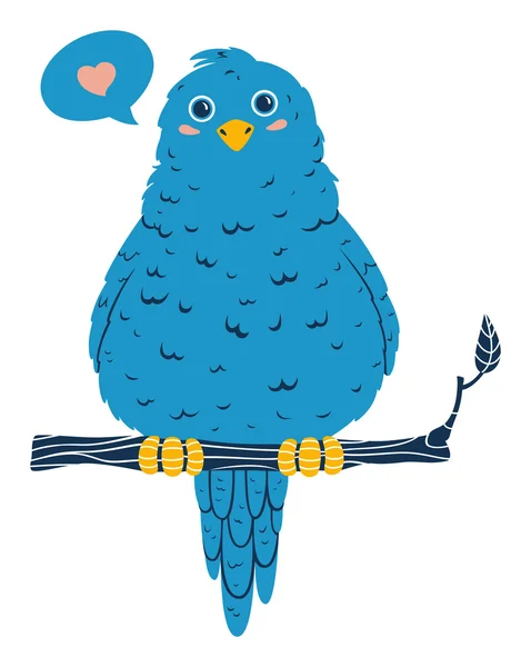 Lindo pájaro azul — Vector de stock