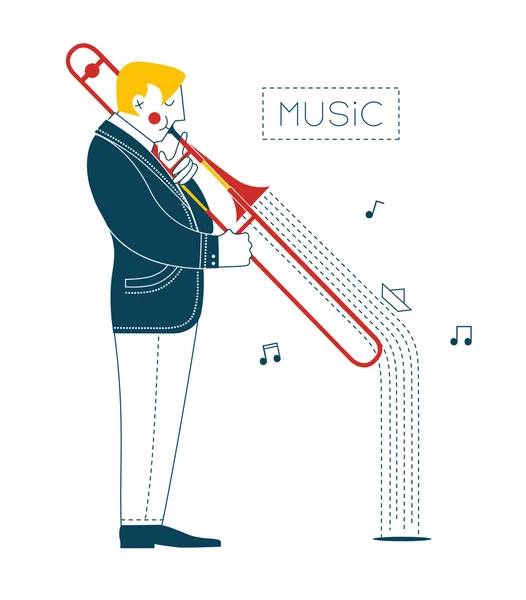 Man playing trombone — Stock Vector