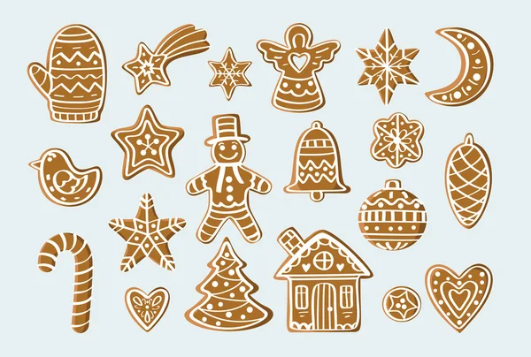 Set with gingerbread figures — Stock Vector