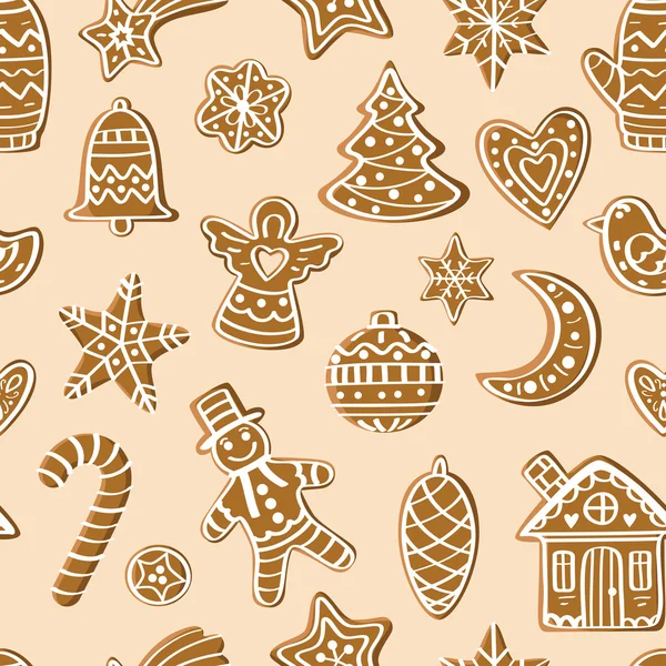 Pattern with gingerbread figures — Stock Vector