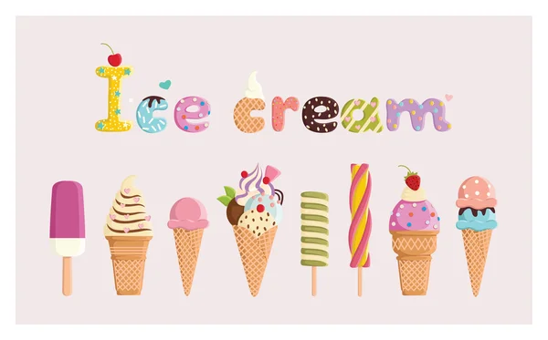 ピンクの背景のアイスクリーム — ストックベクタ