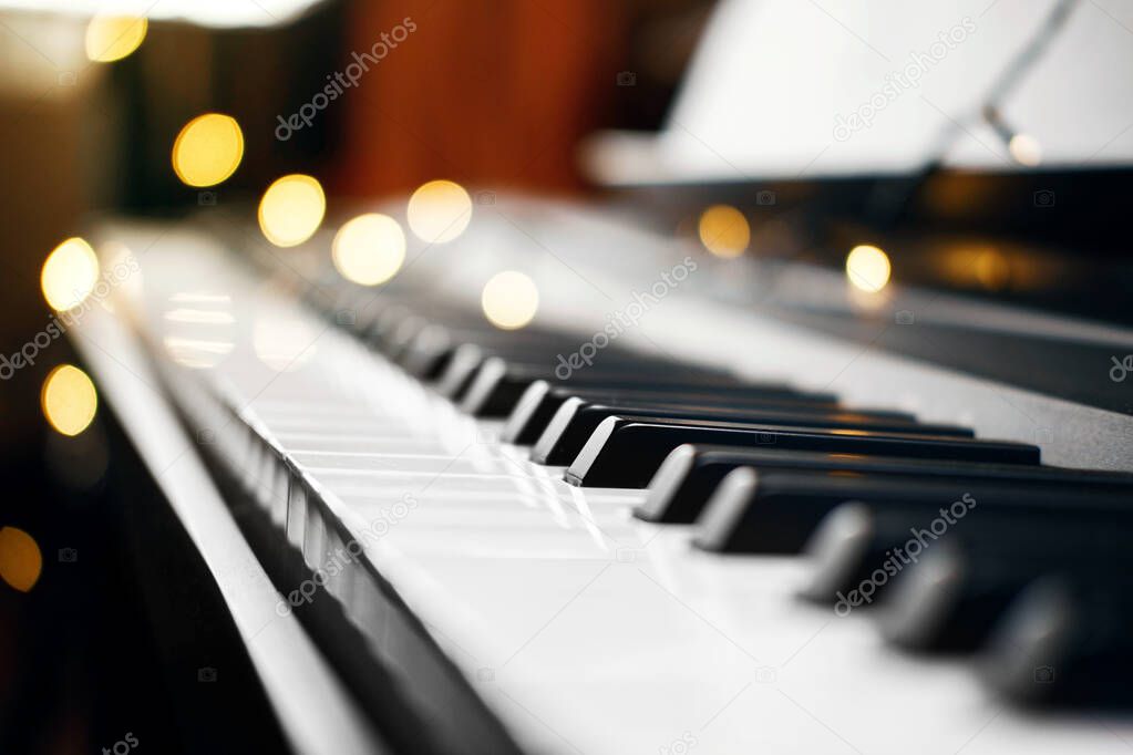 piano keys bokeh in the background