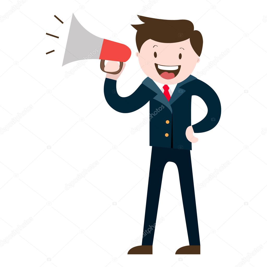 Man yelling in a megaphone , vector graphics — Stock Vector © irkast