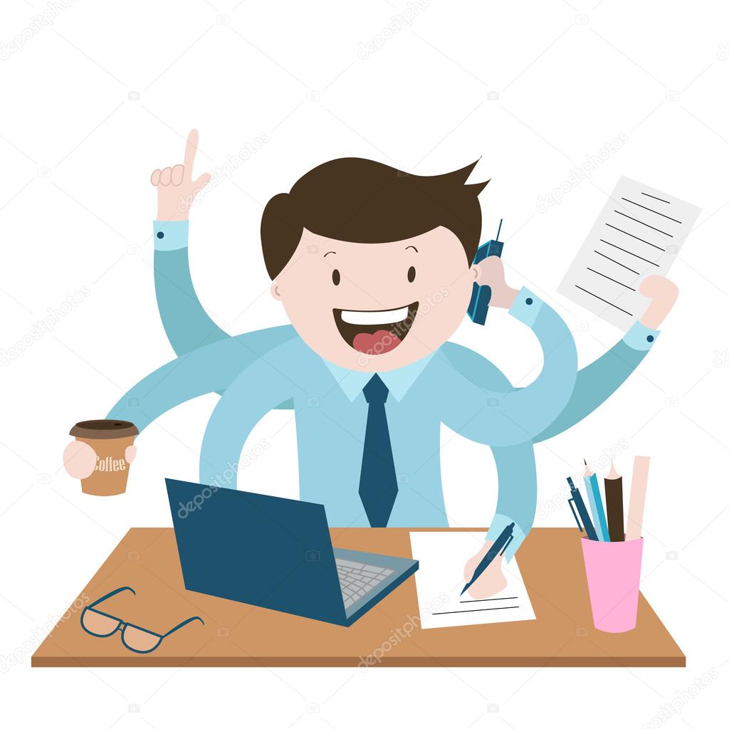 Office worker is very busy , the best worker, a lot of work , vector  graphics Stock Vector Image by ©irkast #100346816