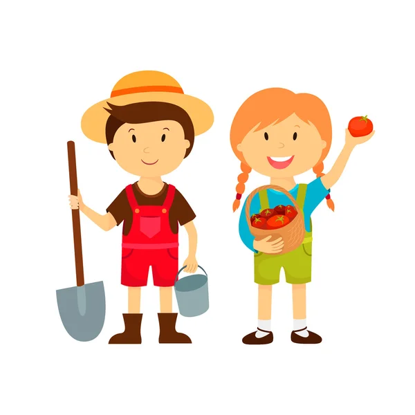 Dibujos animados de agricultores trabajando en granjas, caracteres de