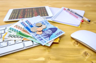 Güney Kore para birimi ve Finans iş kazandı. İş kavramı.