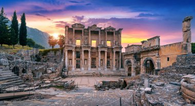 Celsus Library at Ephesus ancient city in Izmir, Turkey. clipart
