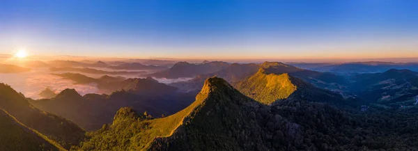 Aerial view nature background, Panorama of Phu Chi Dao at sunrise in Chiang rai, Thailand.