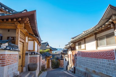 Bukchon Hanok köy, geleneksel Kore dili mimari stil.