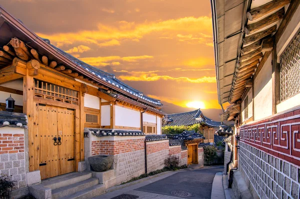Bukchon Hanok köy, geleneksel Kore dili mimari stil.