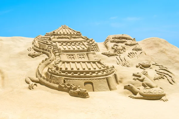 Busan, Zuid-Korea - 1 juni: Zand sculpturen in de Busan Sand — Stockfoto