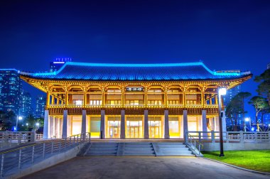 Traditional Korean style architecture at night in Seoul,Korea.