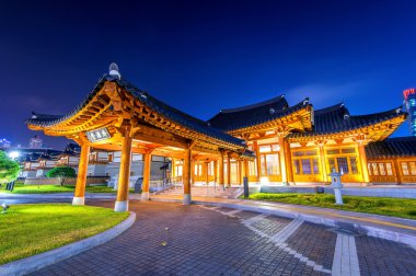 Traditional Korean style architecture at night in Seoul,Korea.