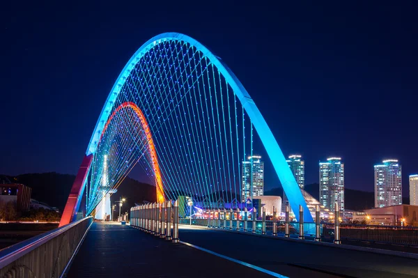 晚上在韩国大田世博会桥. — 图库照片