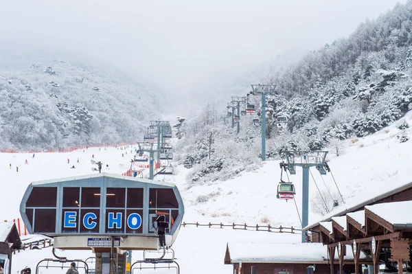 DEOGYUSAN, KOREA - 23 ЯНВАРЯ: Лыжники и туристы в горнолыжном курорте Тогюсан на горах Тогюсан, Южная Корея . — стоковое фото