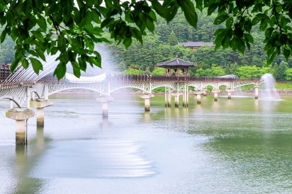 Wooden bridge or Wolyeonggyo bridge in Andong,Korea. — Stock Photo, Image