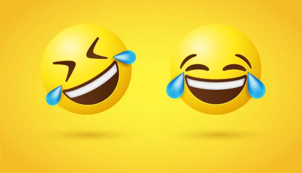 Rire Cri Émoji Visage Avec Des Larmes Joie Rouler Sur — Image vectorielle